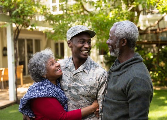 Soldier with parents